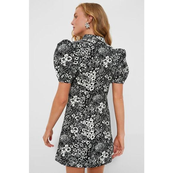 HYACINTH HOUSE Black Floral Front Zip Chrysanthemum Mini Dress XS - NWT - Picture 2 of 5